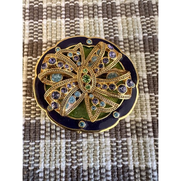 Joan Rivers Gold-Tone Brooch With Multicolored Rhinestones & Enamel 2.5" Diamete - Picture 10 of 14